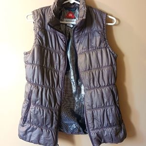 Columbia dark silver metallic Omni-heat puffy coat sleeveless jacket vest